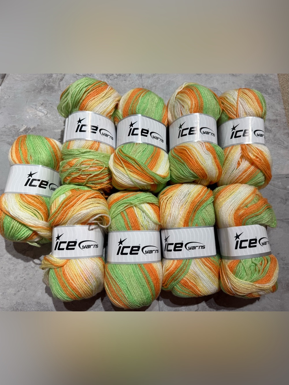 Ice Yarns Magic Baby Self-Striping Yarn Lot – #50004 Green Orange Yellow Multi